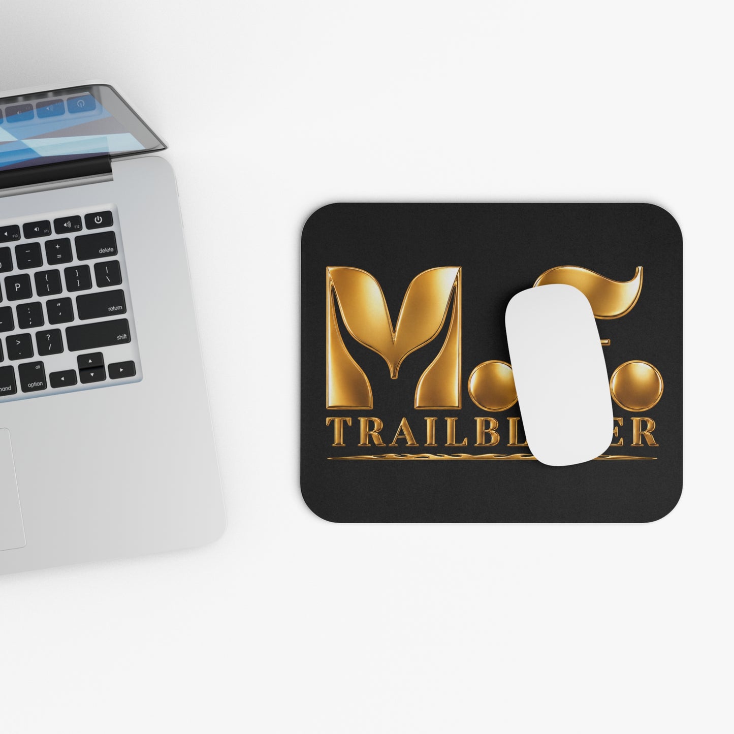 M.F. Trailblazer Gold Logo Mouse Pad | Sleek Black Desk Pad for Leaders & Professionals