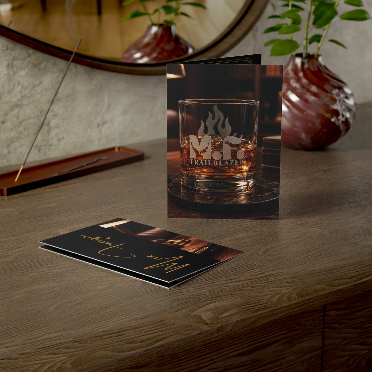 M.F. Trailblazer™ Whiskey Recipe + Recognition Card | Luxe Black & Gold Gift Insert