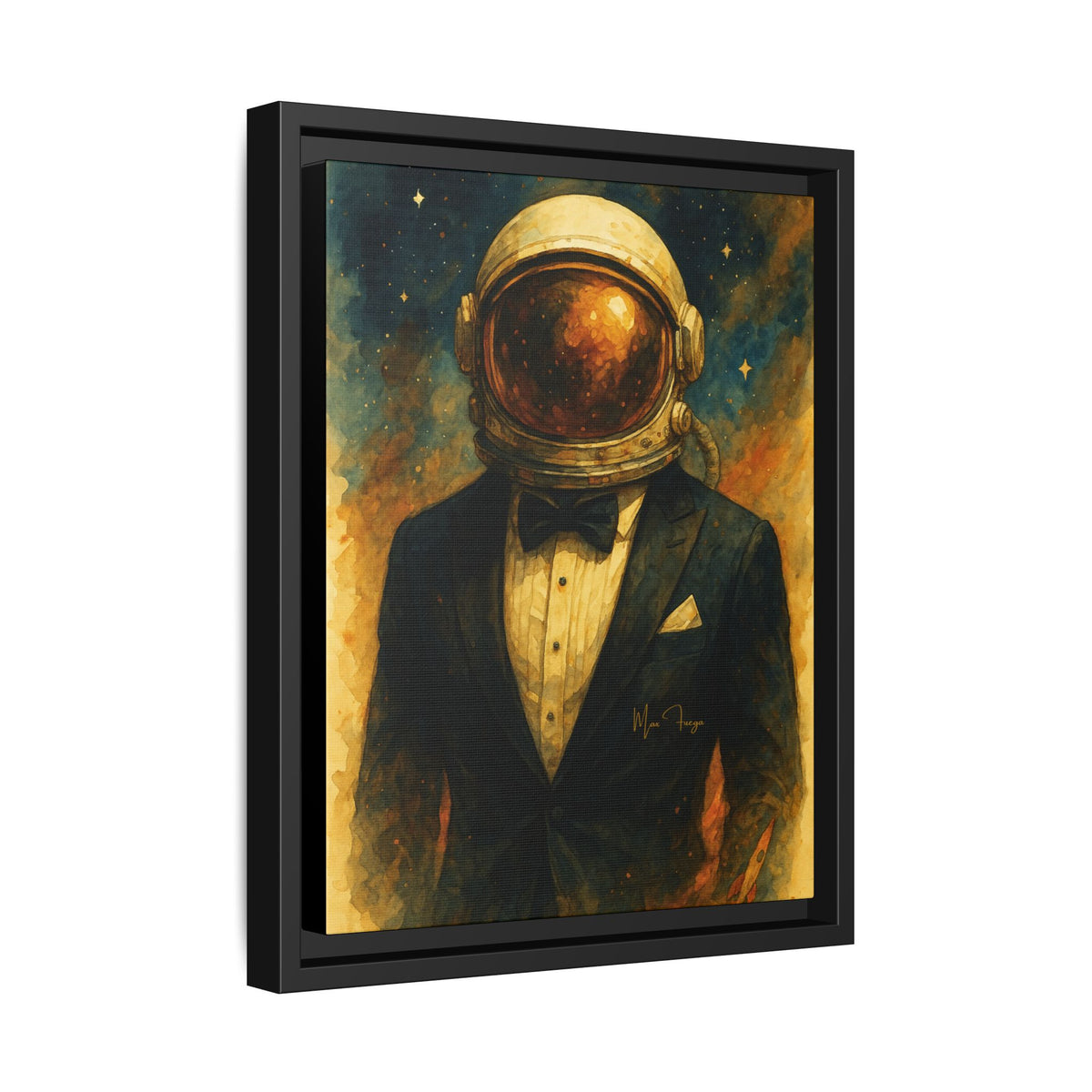 M.F. Galaxy Space Wall Art | Surreal Astronaut Gentleman | Framed Matte Canvas w/ Artist Signature*