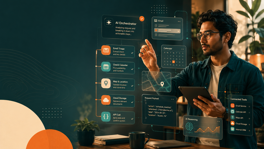 Technical professional reviewing an AI function-calling workflow for a remote Turing LLM Trainer opportunity.
