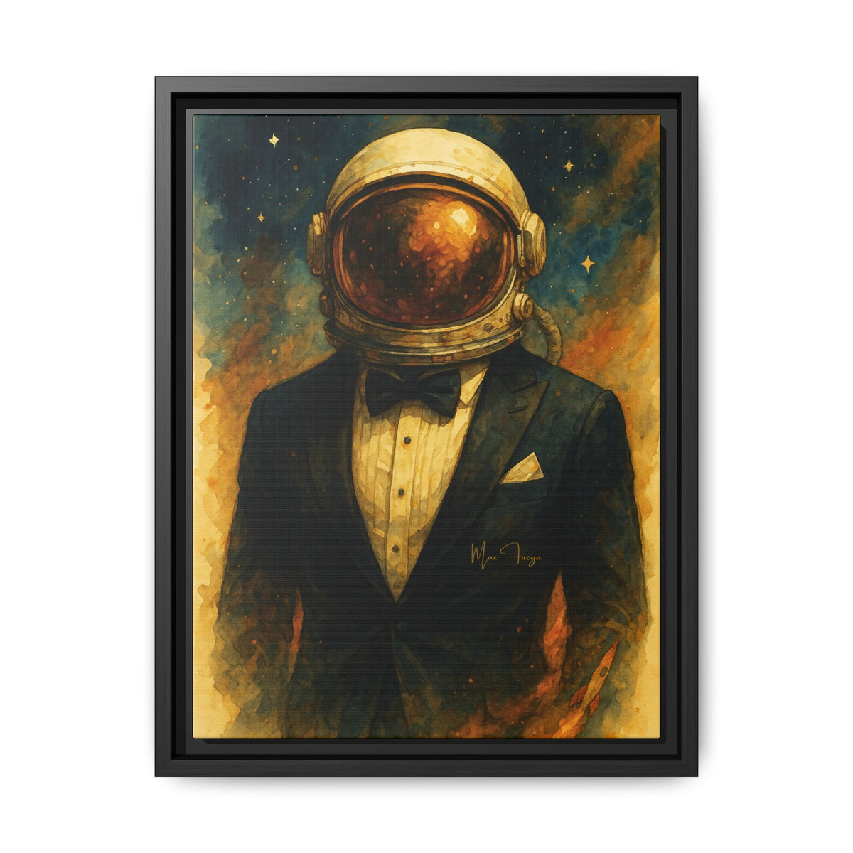 M.F. Galaxy Space Wall Art | Surreal Astronaut Gentleman | Framed Matte Canvas w/ Artist Signature*