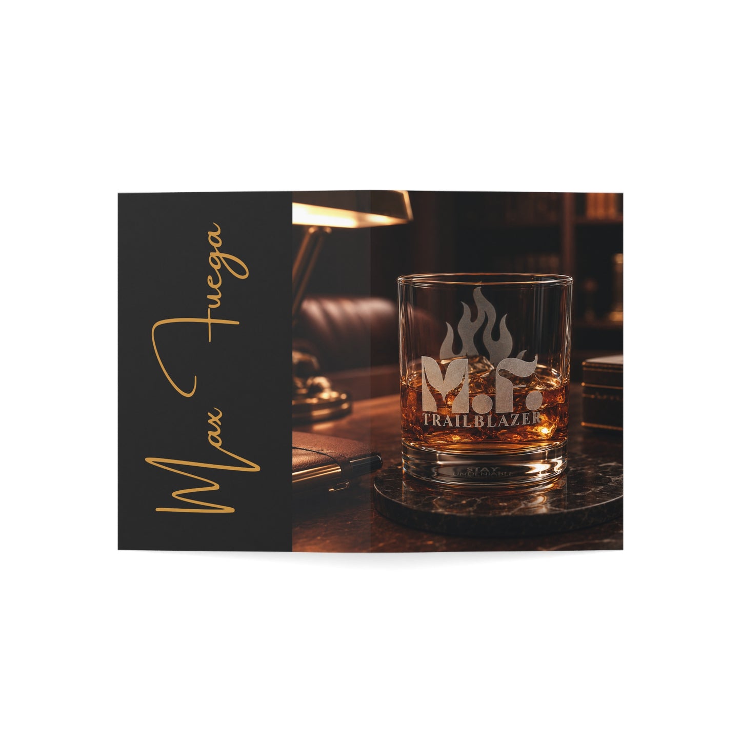 M.F. Trailblazer™ Whiskey Recipe + Recognition Card | Luxe Black & Gold Gift Insert