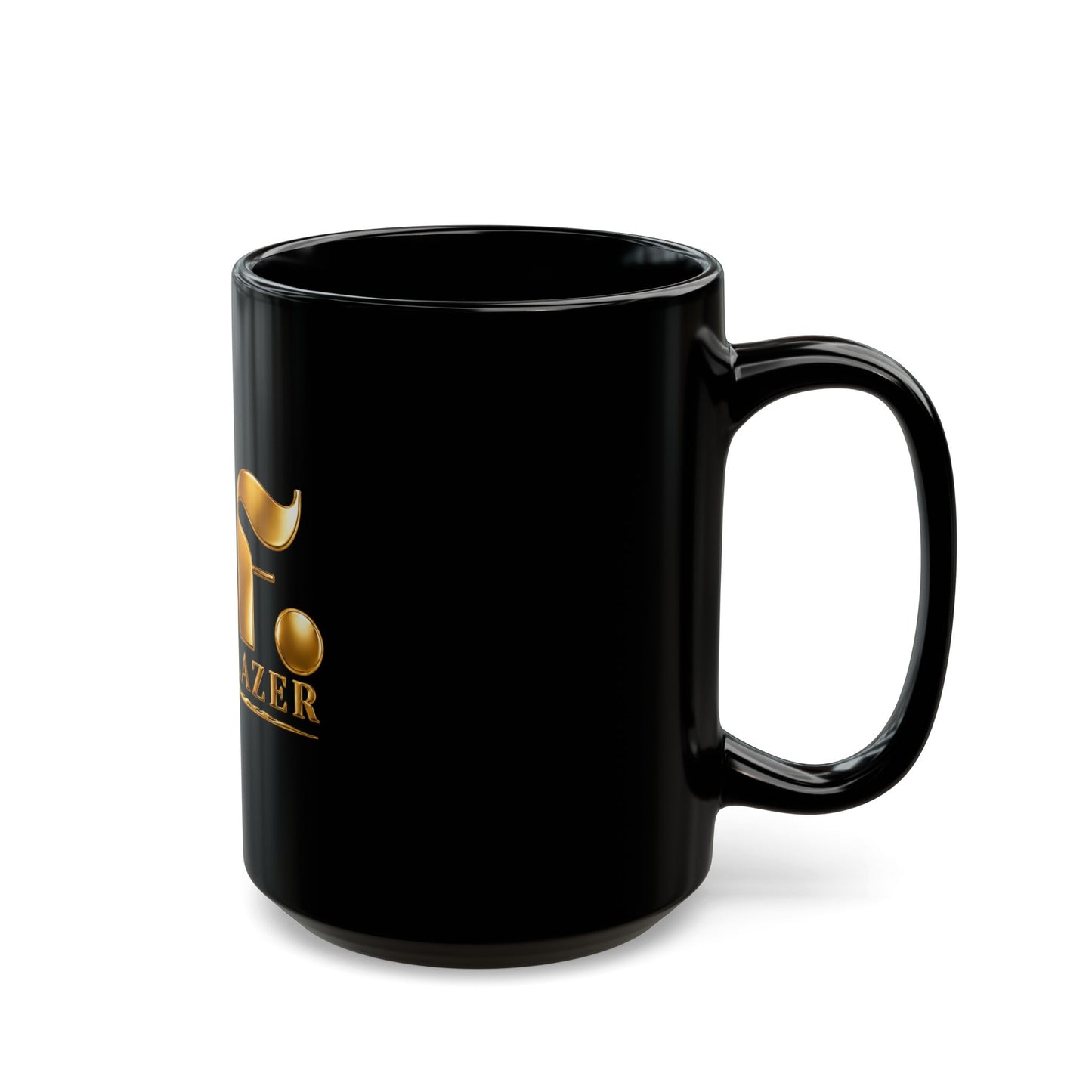 M.F. Trailblazer Gold Logo Black Mug | Glossy Ceramic Coffee Cup | 11oz / 15oz