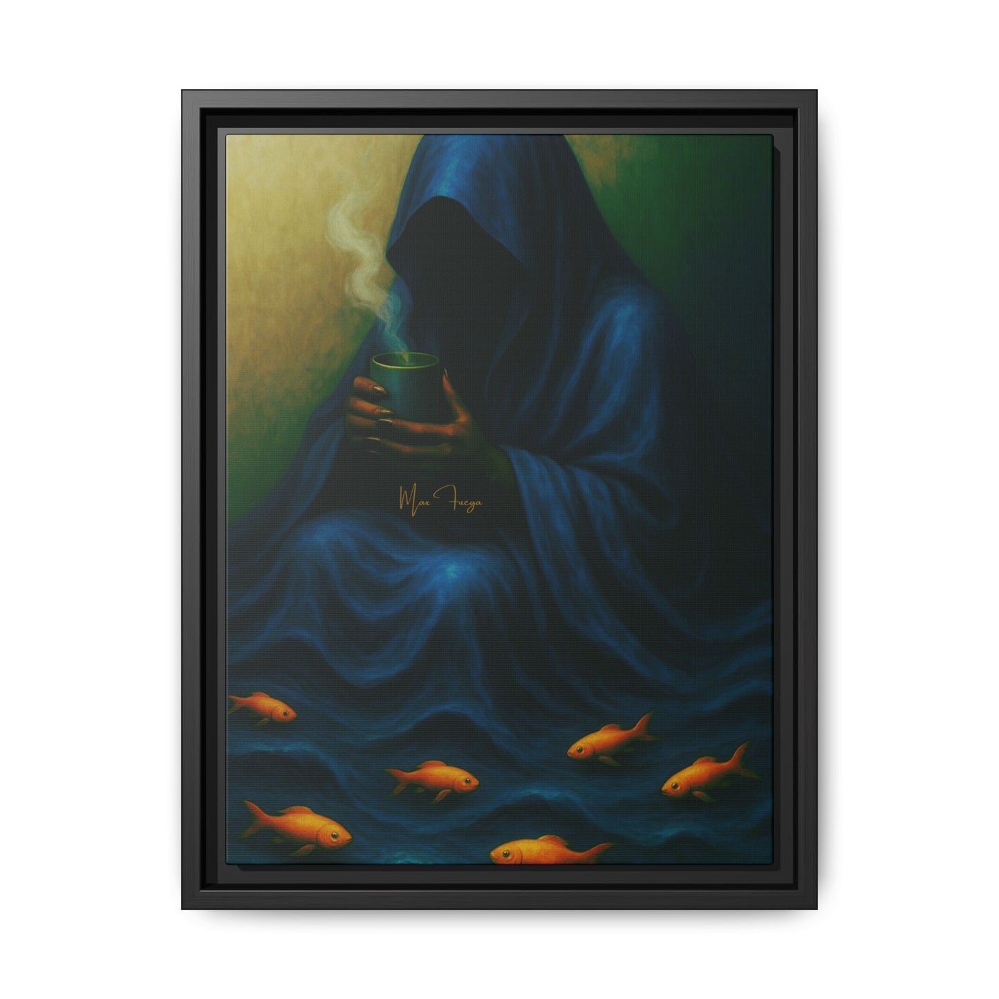 M.F. Surreal Nautical Art | Mysterious Keeper of the Cold Tide | Matte Framed Canvas w/ Artist SIgnature*