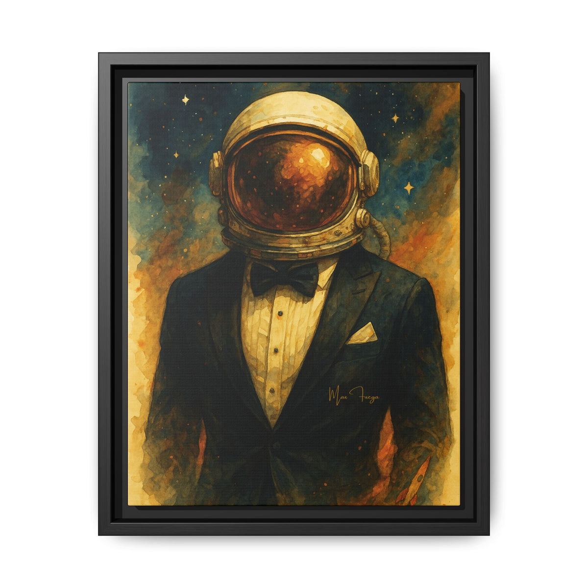 M.F. Galaxy Space Wall Art | Surreal Astronaut Gentleman | Framed Matte Canvas w/ Artist Signature*