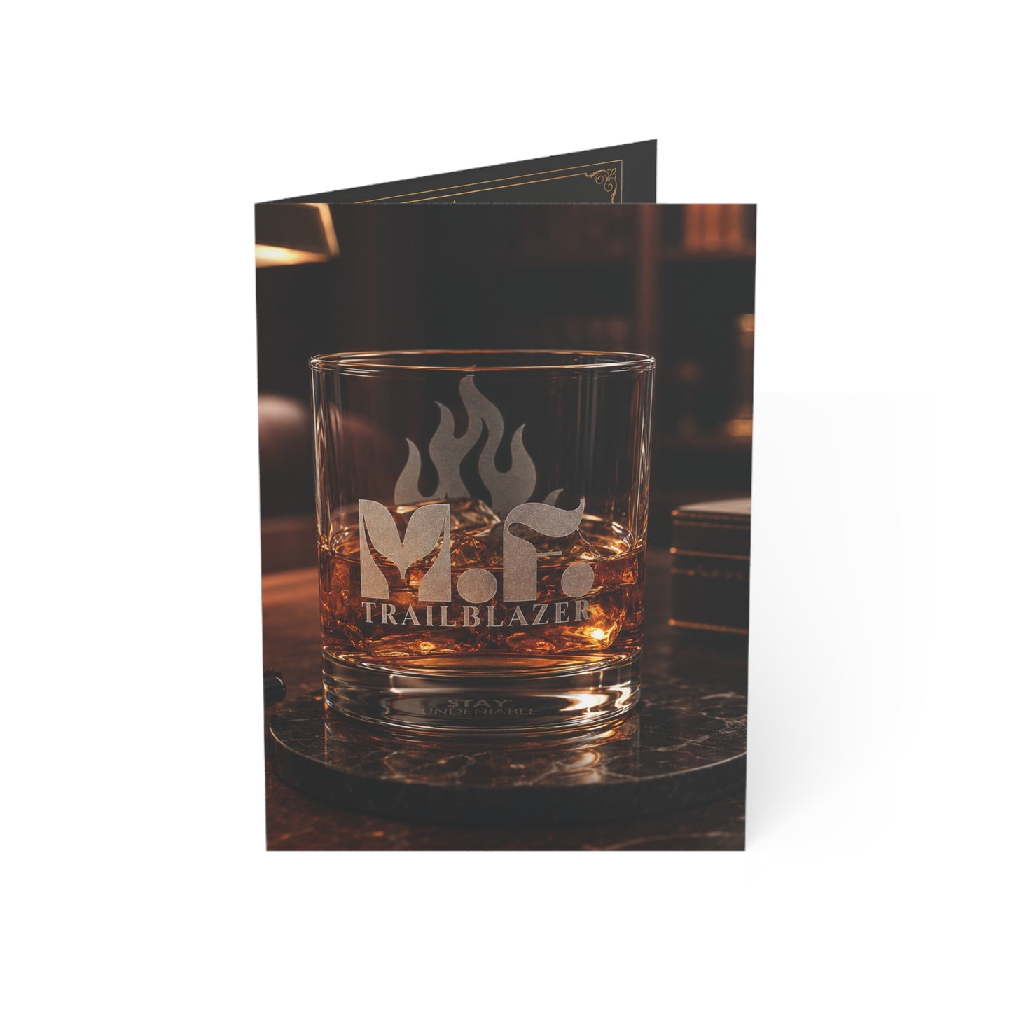 M.F. Trailblazer™ Whiskey Recipe + Recognition Card | Luxe Black & Gold Gift Insert