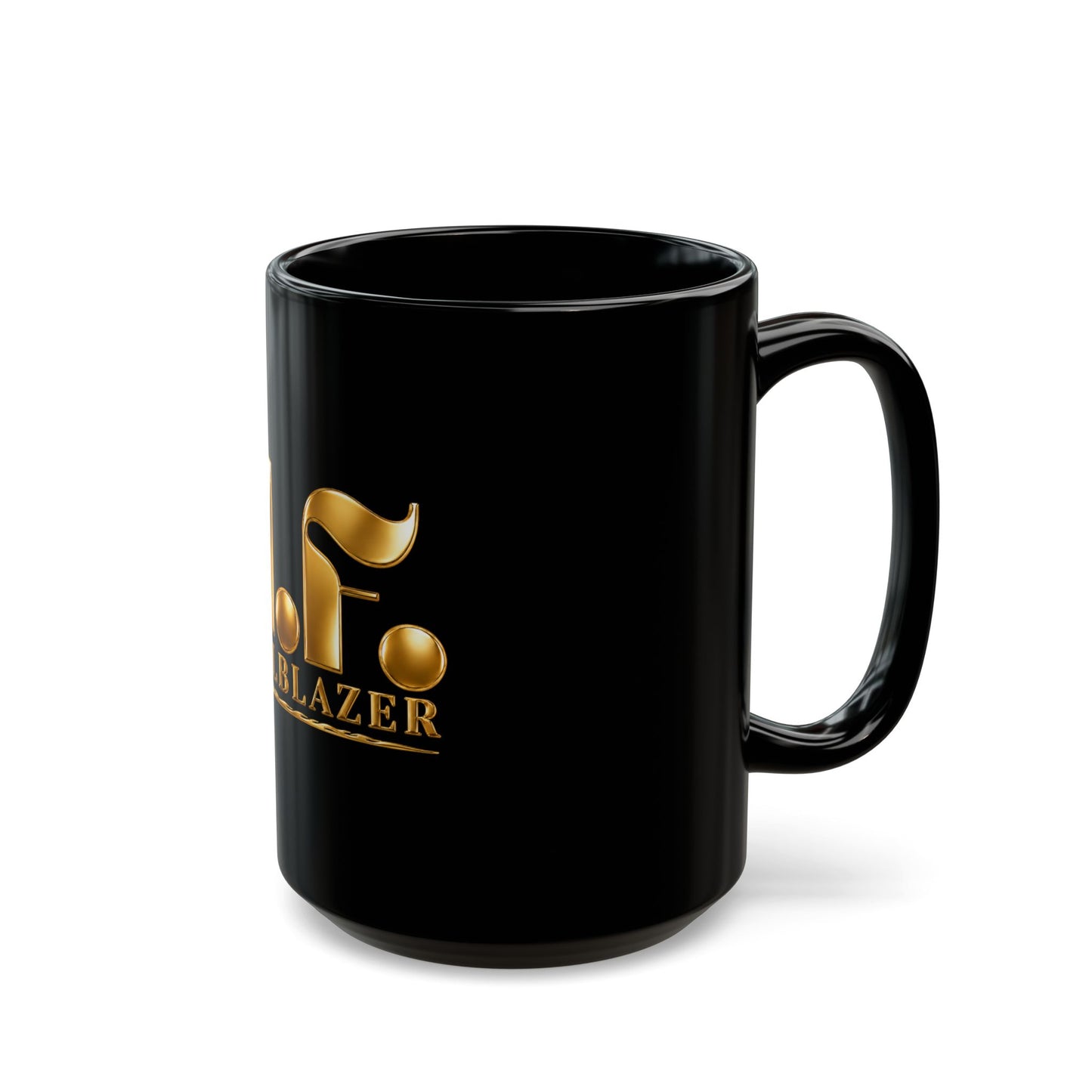 M.F. Trailblazer Gold Logo Black Mug | Glossy Ceramic Coffee Cup | 11oz / 15oz