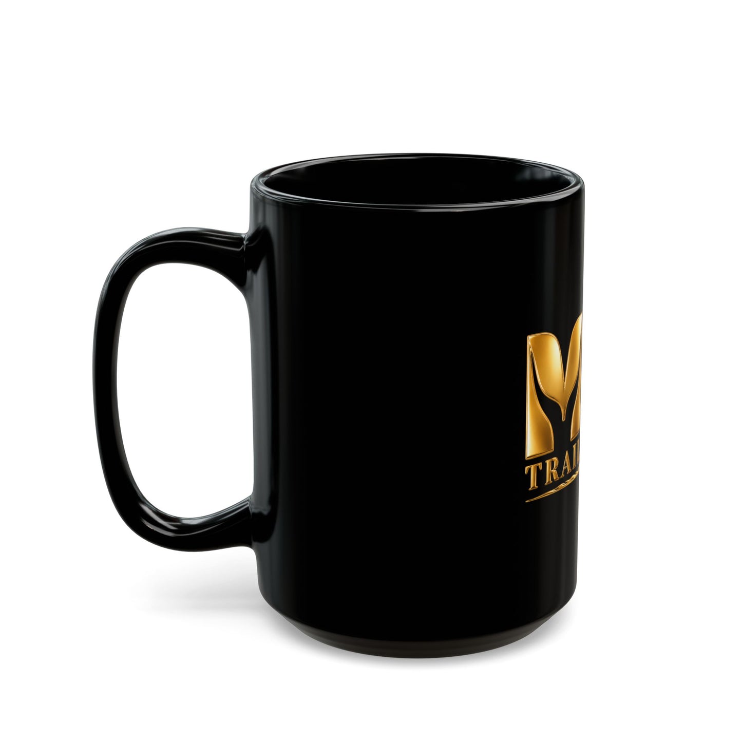 M.F. Trailblazer Gold Logo Black Mug | Glossy Ceramic Coffee Cup | 11oz / 15oz