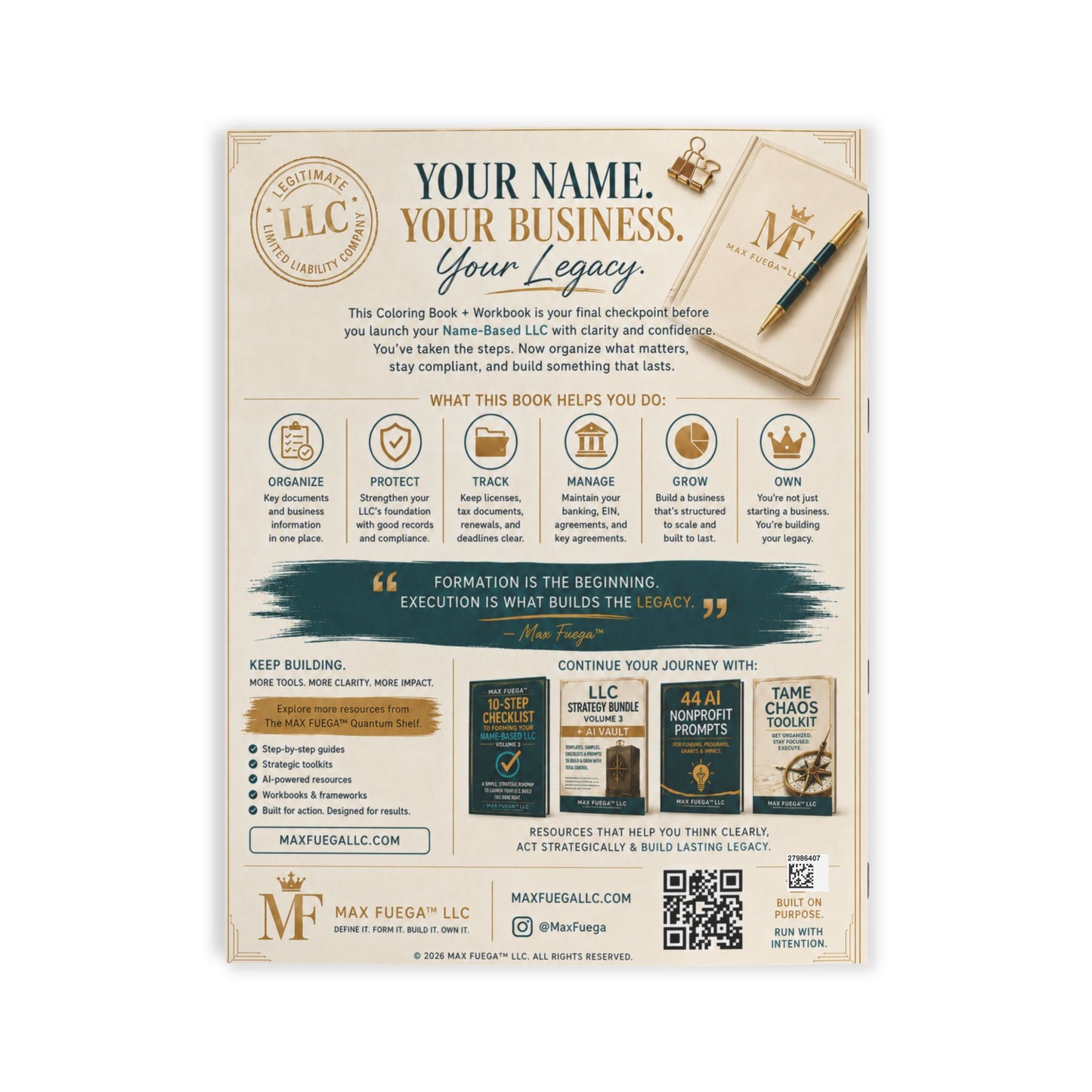 M.F. Adult Coloring Book + Workbook™: The Name-Based LLC Companion Edition | Business Branding Guide for Entrepreneurs