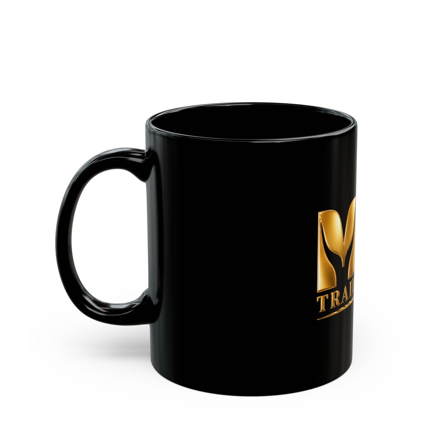 M.F. Trailblazer Gold Logo Black Mug | Glossy Ceramic Coffee Cup | 11oz / 15oz