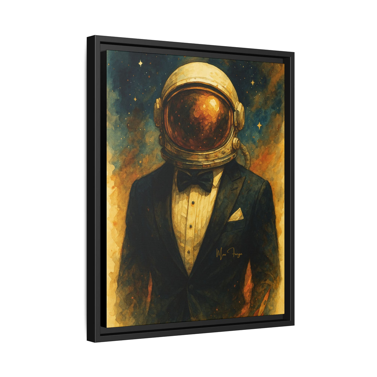 M.F. Galaxy Space Wall Art | Surreal Astronaut Gentleman | Framed Matte Canvas w/ Artist Signature*