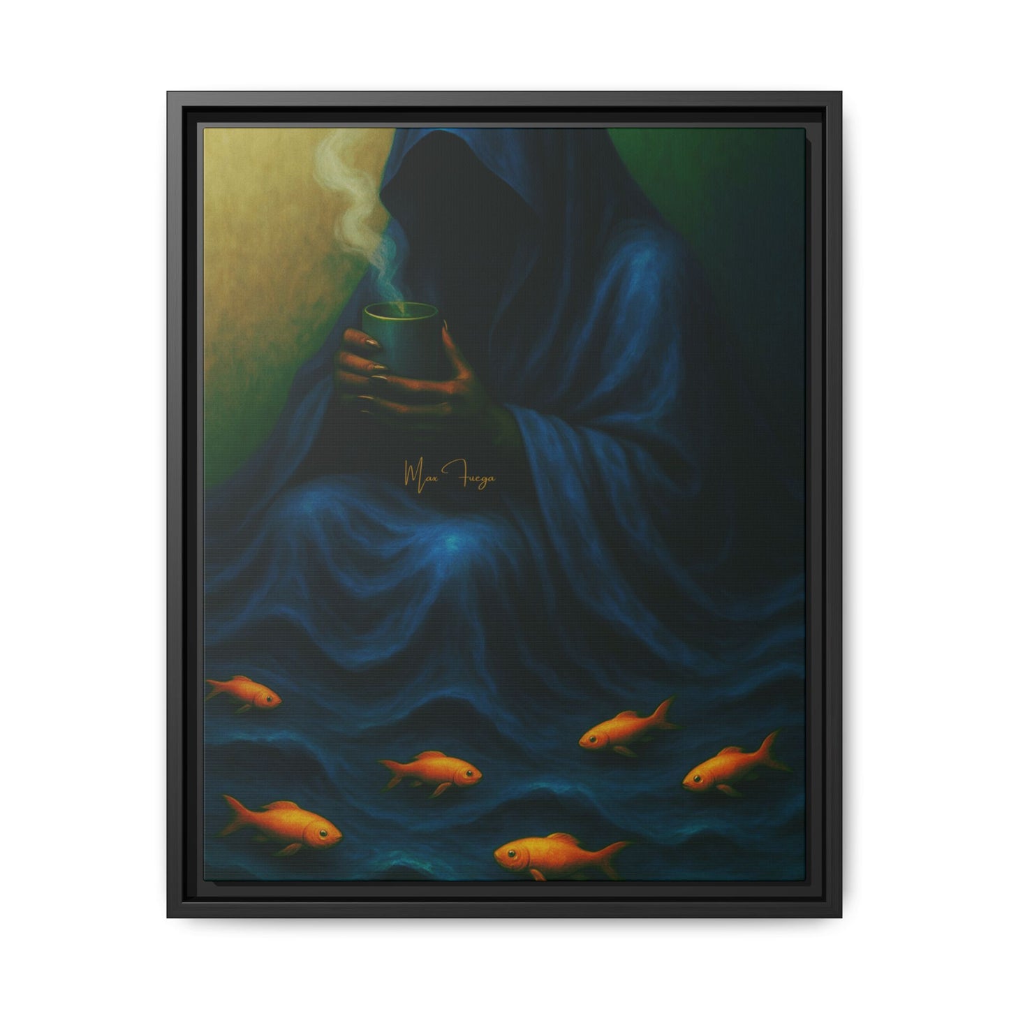 M.F. Surreal Nautical Art | Mysterious Keeper of the Cold Tide | Matte Framed Canvas w/ Artist SIgnature*