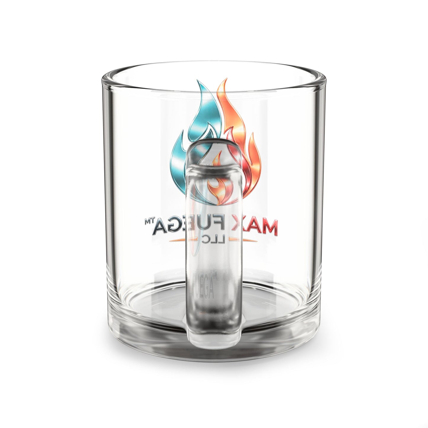 Max Fuega™ LLC 10oz Glass Cup | Coffee, Tea, Cocktail Flame Logo Mug