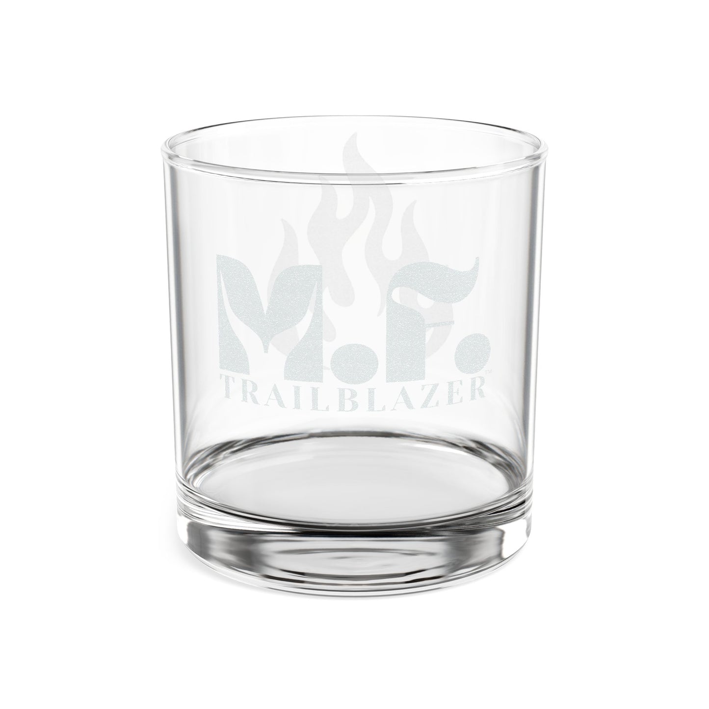 M.F. Trailblazer™ Engraved Whiskey Glass with Flame Design | 10.5oz Rocks Glass