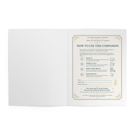 An open white booklet or companion guide showing a printed page titled 'HOW TO USE THIS COMPANION' with step-by-step instructions and decorative border details, photographed on a light gray background.