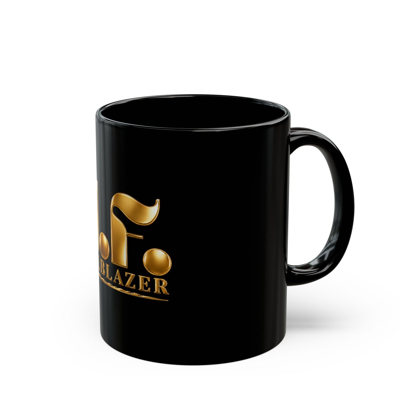 M.F. Trailblazer Gold Logo Black Mug | Glossy Ceramic Coffee Cup | 11oz / 15oz