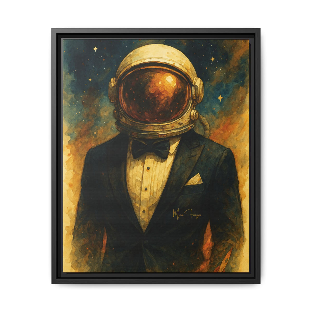 M.F. Galaxy Space Wall Art | Surreal Astronaut Gentleman | Framed Matte Canvas w/ Artist Signature*