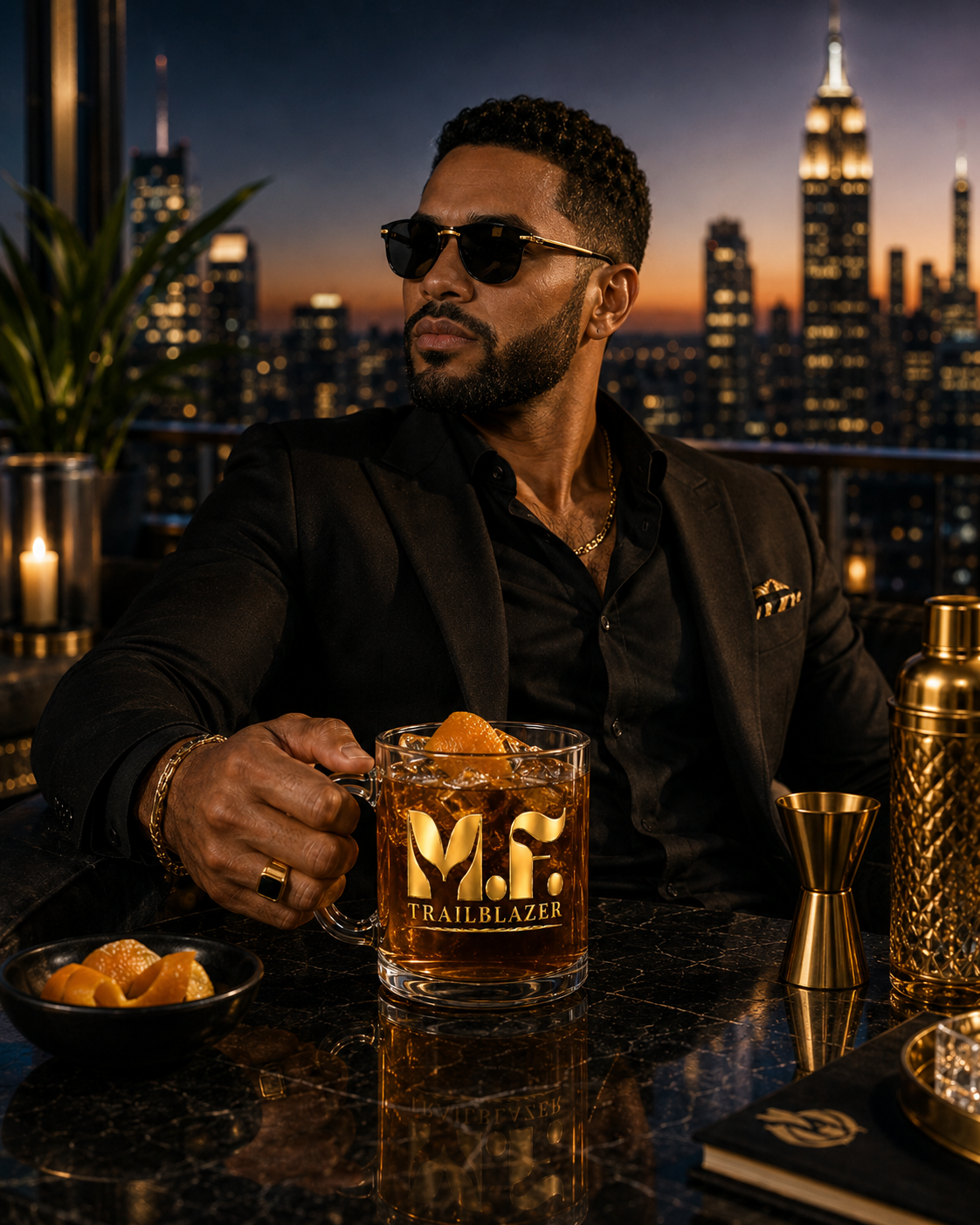 MF Trailblazer 10oz Glass Cup | Coffee, Tea, Cocktail Mug | Gold MF Logo