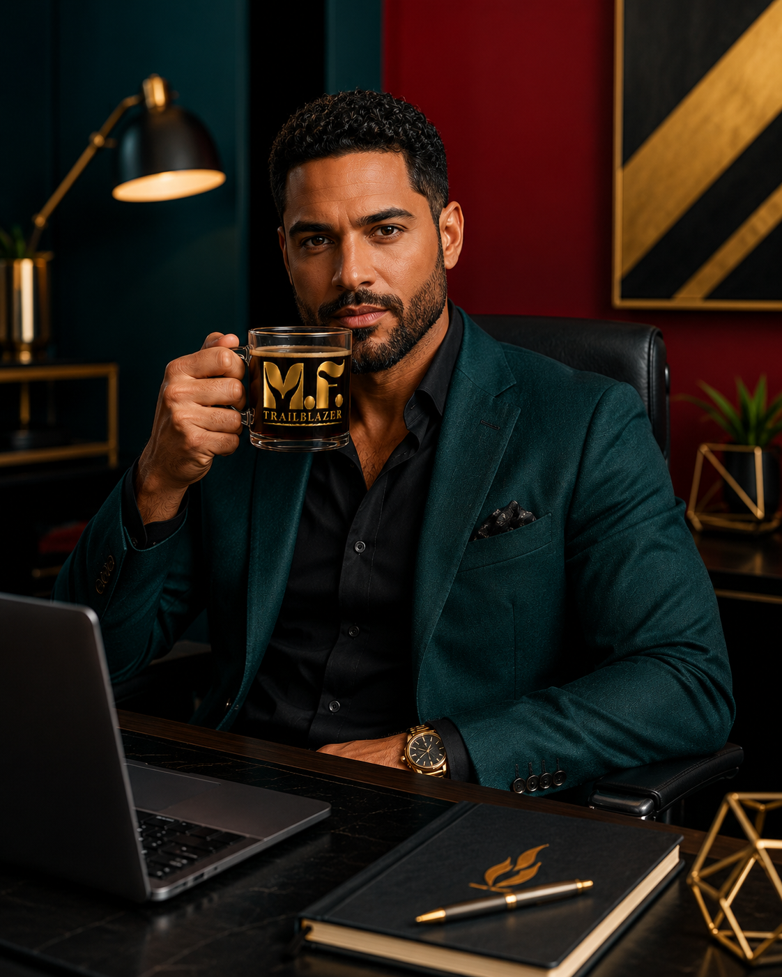 MF Trailblazer 10oz Glass Cup | Coffee, Tea, Cocktail Mug | Gold MF Logo