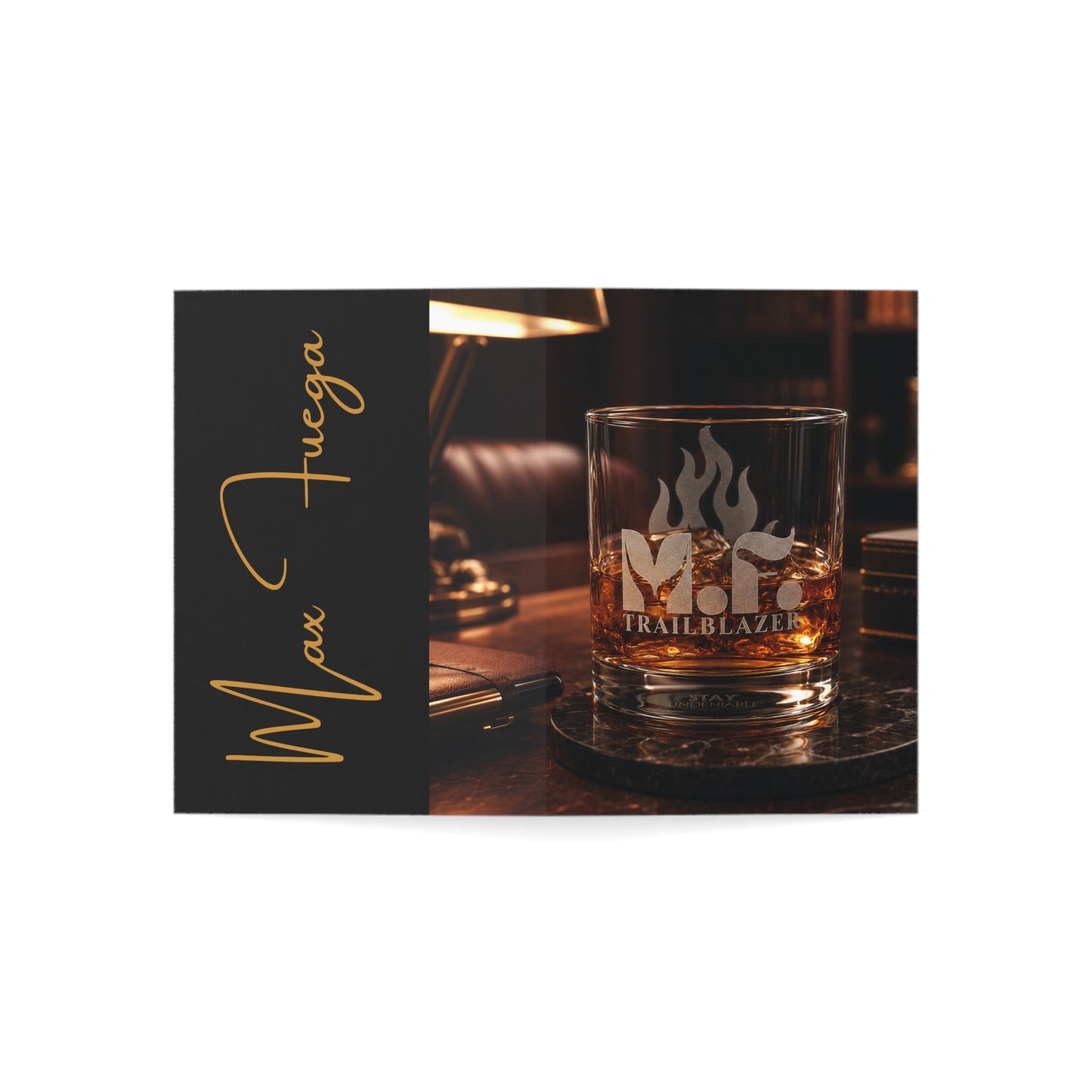 M.F. Trailblazer™ Whiskey Recipe + Recognition Card | Luxe Black & Gold Gift Insert