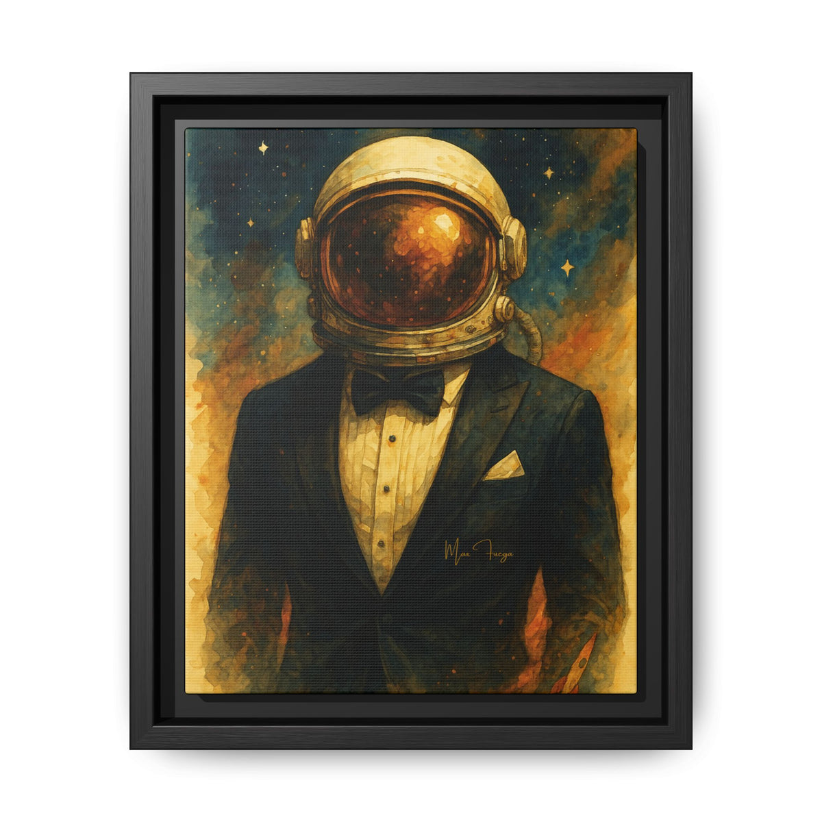 M.F. Galaxy Space Wall Art | Surreal Astronaut Gentleman | Framed Matte Canvas w/ Artist Signature*