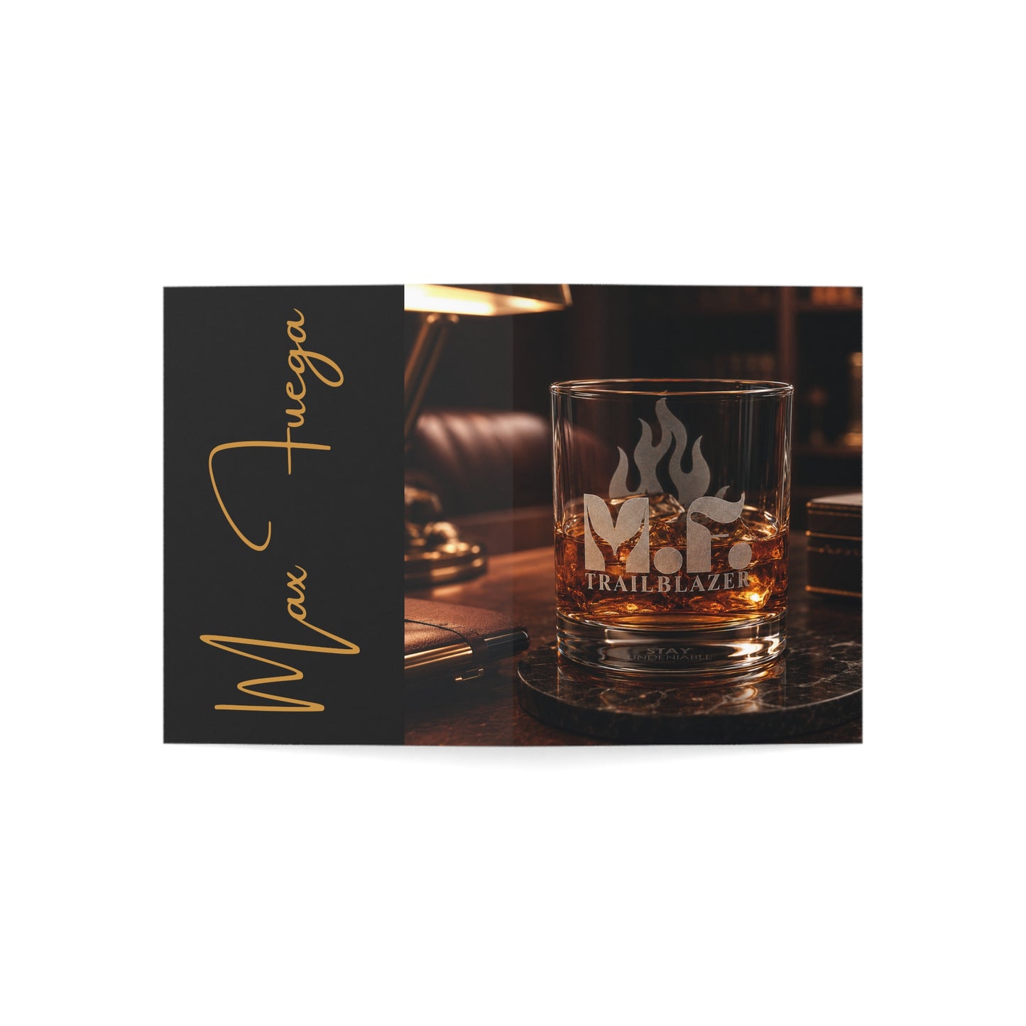 M.F. Trailblazer™ Whiskey Recipe + Recognition Card | Luxe Black & Gold Gift Insert