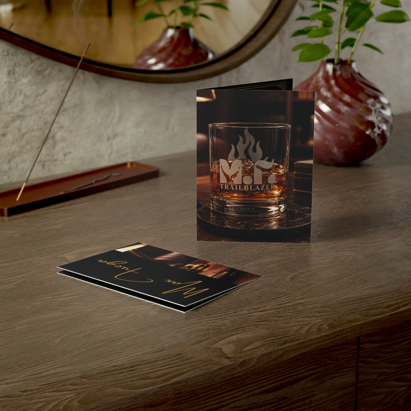 M.F. Trailblazer™ Whiskey Recipe + Recognition Card | Luxe Black & Gold Gift Insert