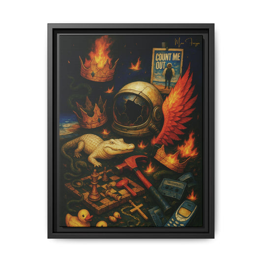 M.F. Surreal Collage Art | Luv When U Count Me Out | Framed Matte Canvas w/ Artist Signature*