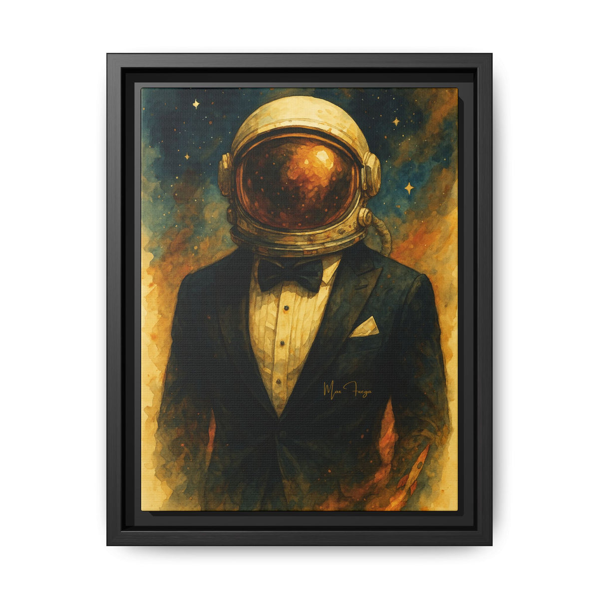 M.F. Galaxy Space Wall Art | Surreal Astronaut Gentleman | Framed Matte Canvas w/ Artist Signature*