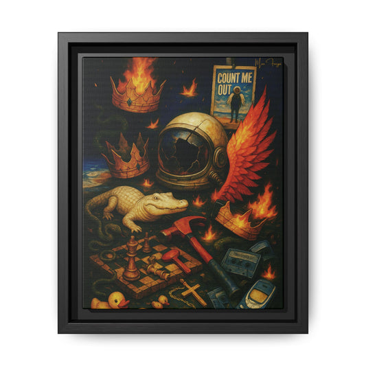 M.F. Surreal Collage Art | Luv When U Count Me Out | Framed Matte Canvas w/ Artist Signature*