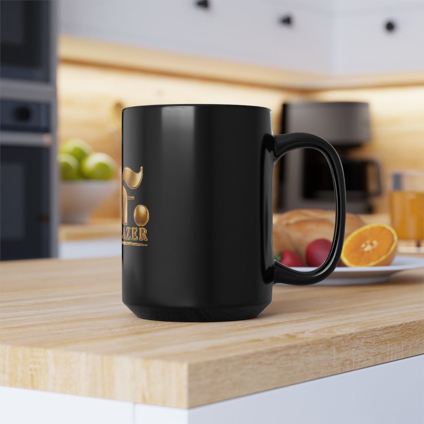 M.F. Trailblazer Gold Logo Black Mug | Glossy Ceramic Coffee Cup | 11oz / 15oz