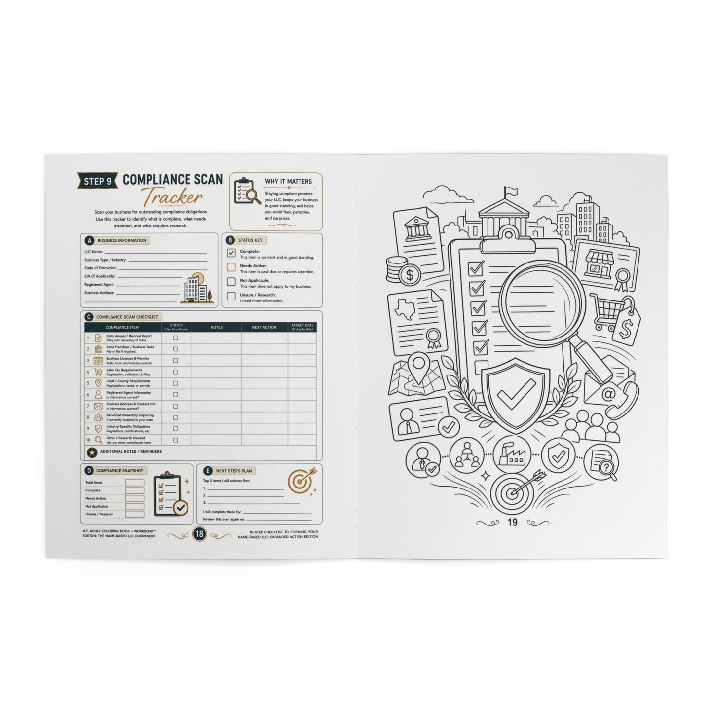 M.F. Adult Coloring Book + Workbook™: The Name-Based LLC Companion Edition | Business Branding Guide for Entrepreneurs