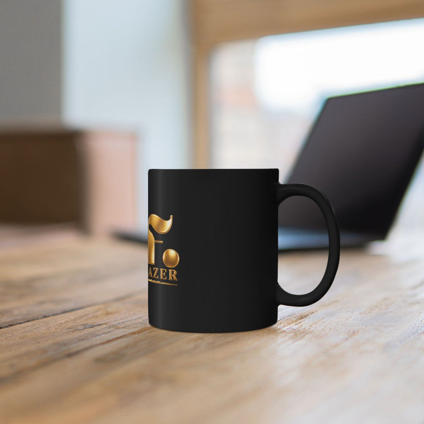 M.F. Trailblazer Gold Logo Black Mug | Glossy Ceramic Coffee Cup | 11oz / 15oz