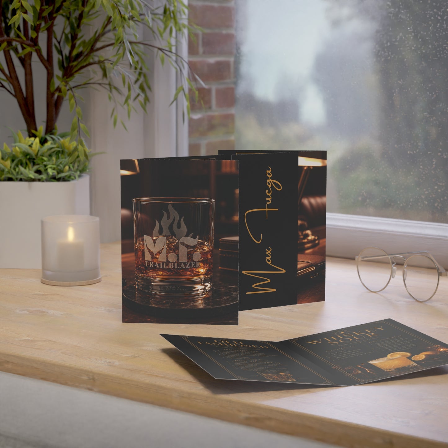 M.F. Trailblazer™ Whiskey Recipe + Recognition Card | Luxe Black & Gold Gift Insert