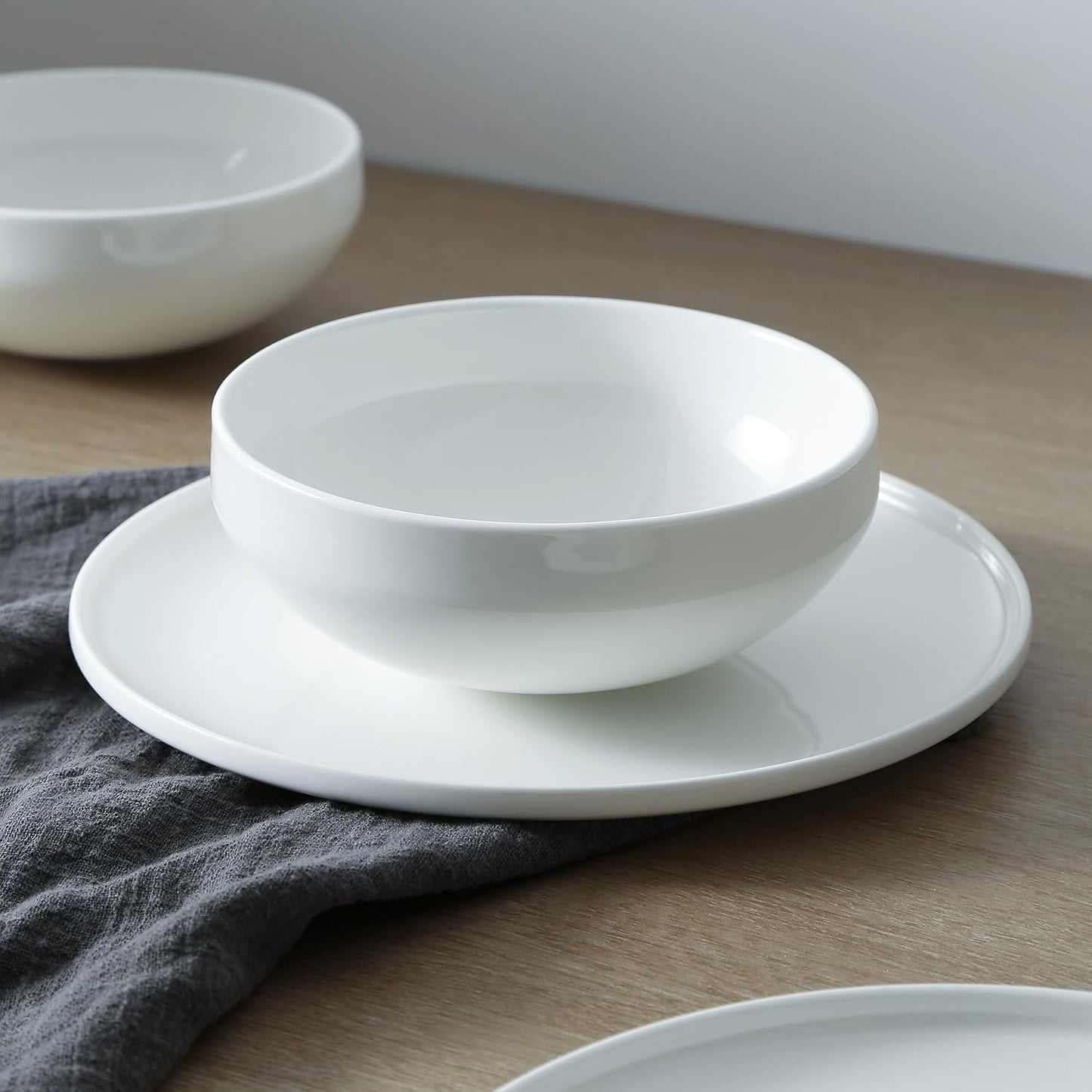 Stone Lain Quinn 12-Piece Bone China Office Breakroom Dinnerware White