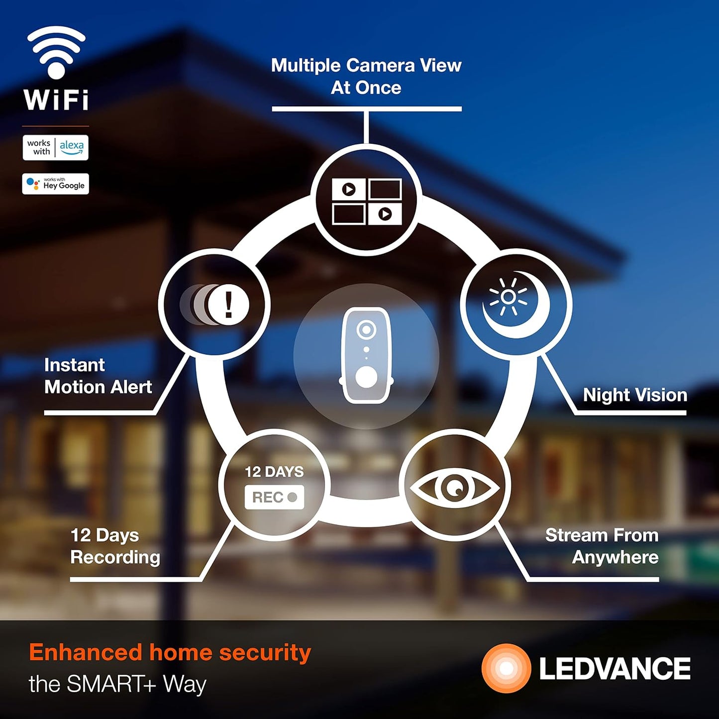 LEDVANCE SMART+ Outdoor WiFi Security Camera | Battery 1080p