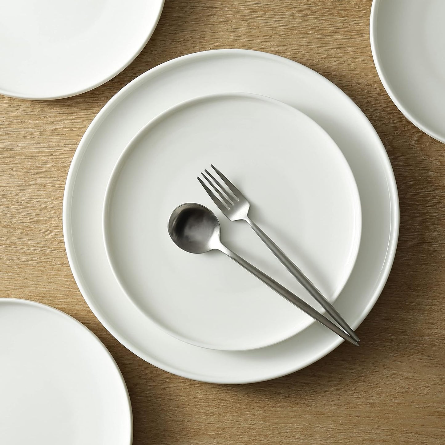 Stone Lain Quinn 12-Piece Bone China Office Breakroom Dinnerware White