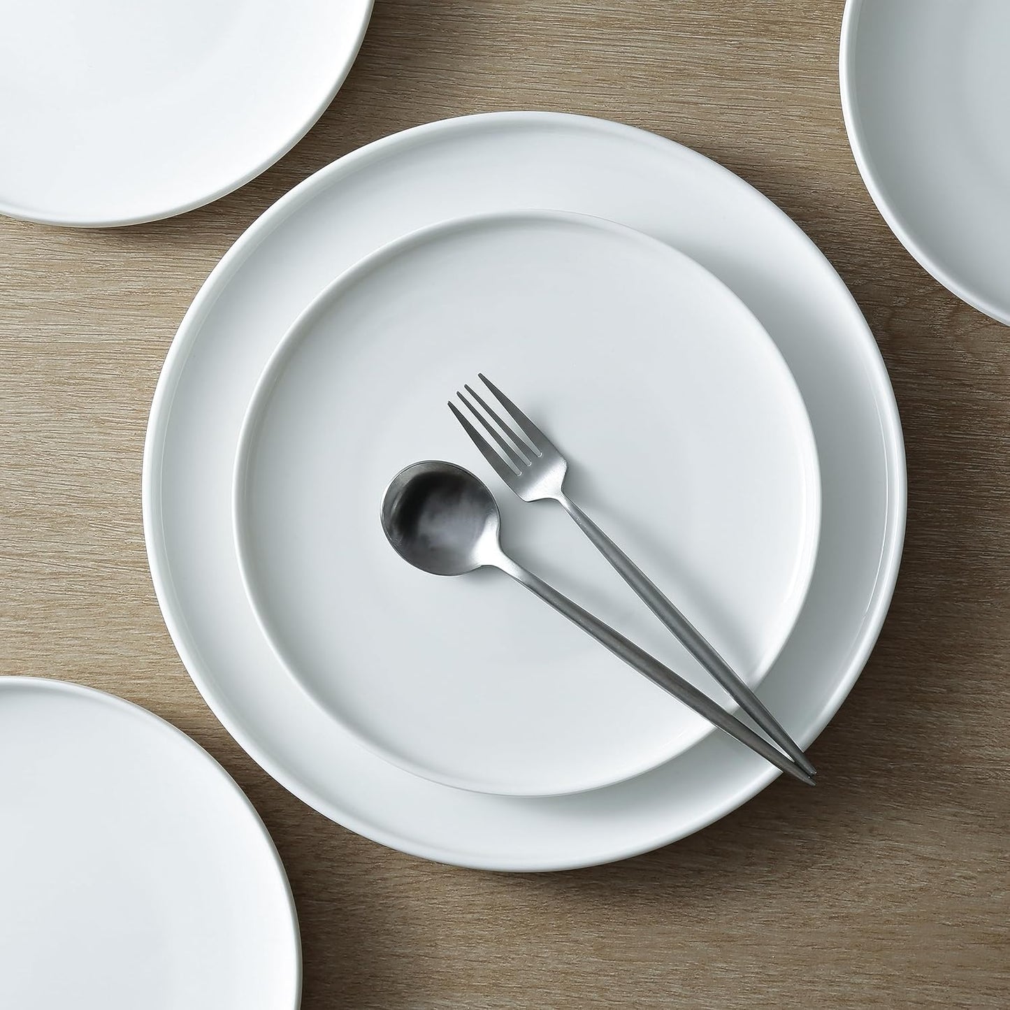 Stone Lain Quinn 12-Piece Bone China Office Breakroom Dinnerware White