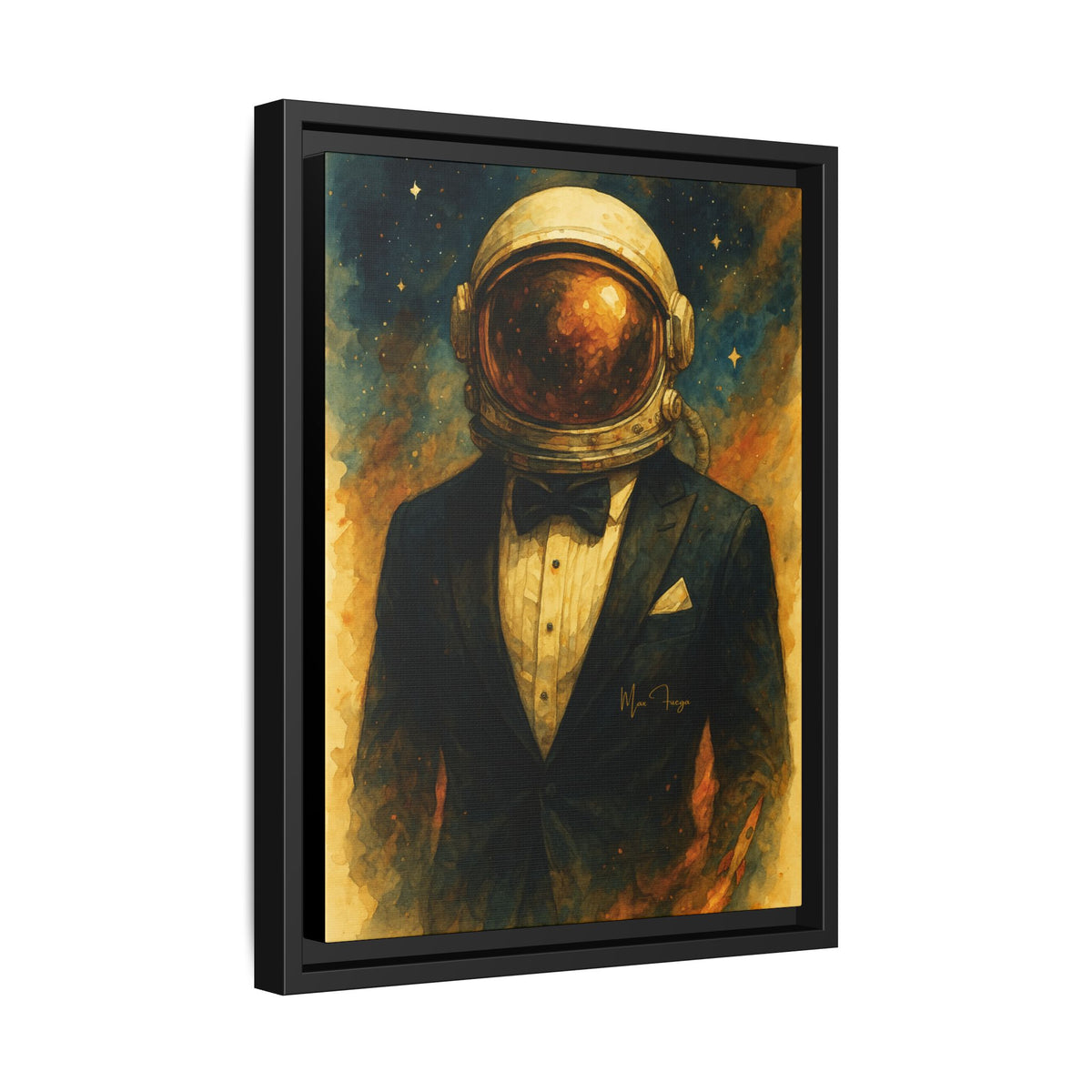 M.F. Galaxy Space Wall Art | Surreal Astronaut Gentleman | Framed Matte Canvas w/ Artist Signature*
