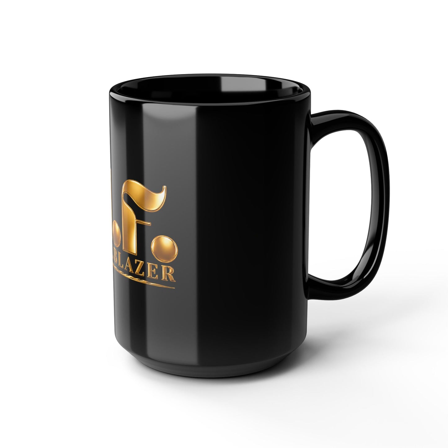M.F. Trailblazer Gold Logo Black Mug | Glossy Ceramic Coffee Cup | 11oz / 15oz