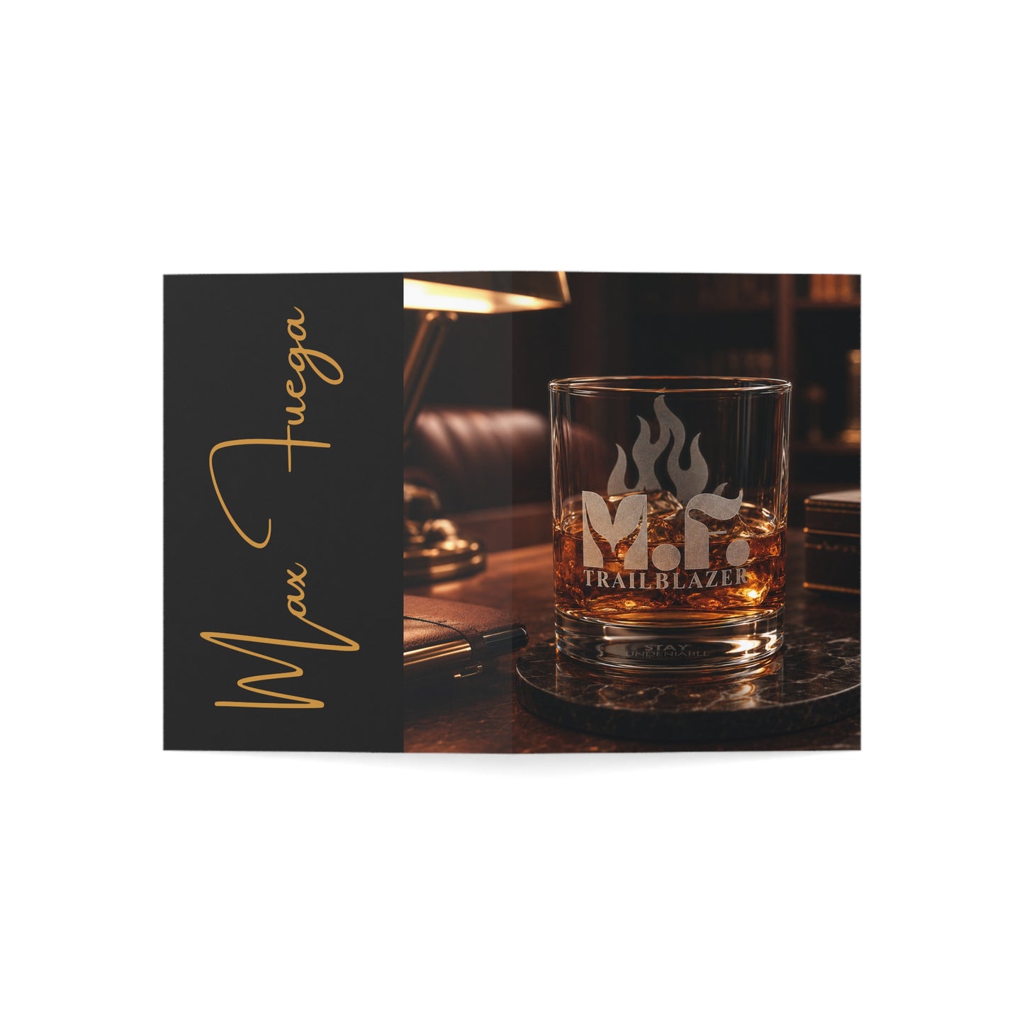 M.F. Trailblazer™ Whiskey Recipe + Recognition Card | Luxe Black & Gold Gift Insert