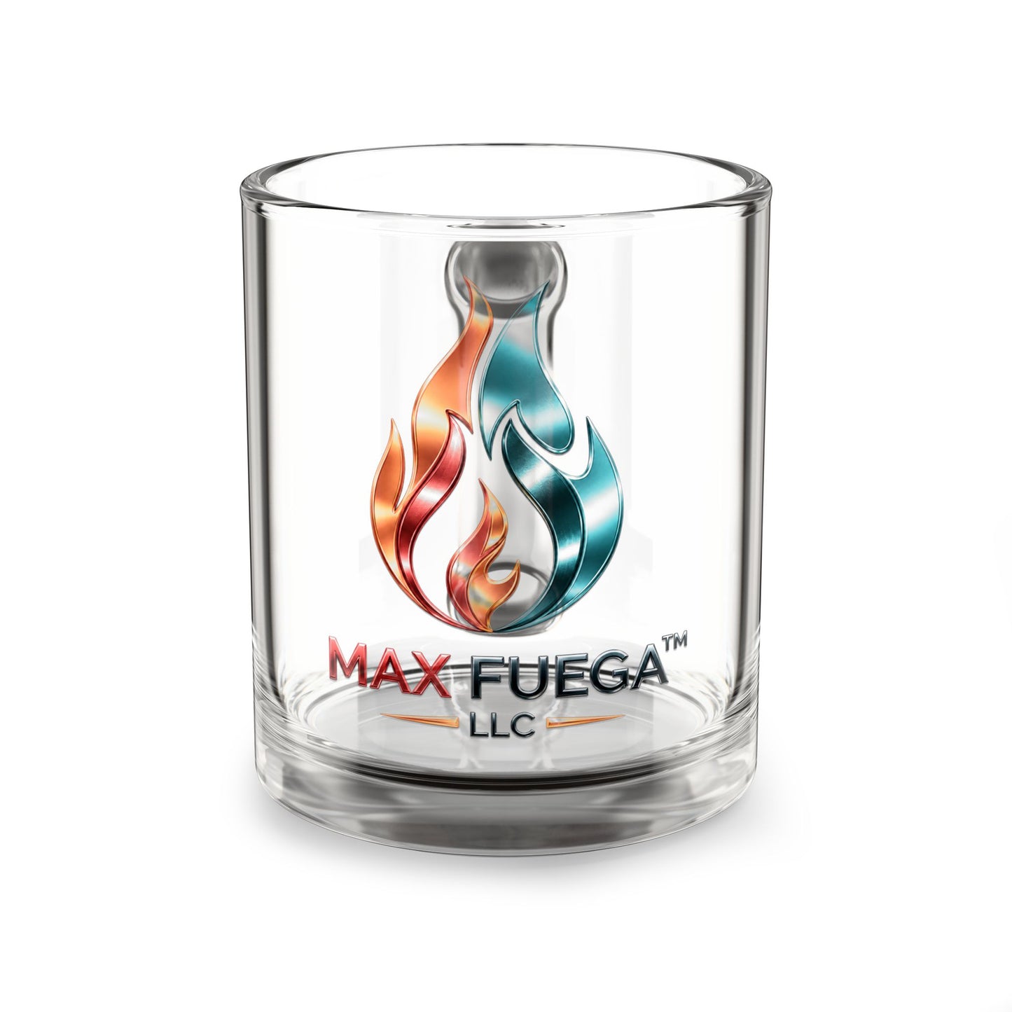 Max Fuega™ LLC 10oz Glass Cup | Coffee, Tea, Cocktail Flame Logo Mug