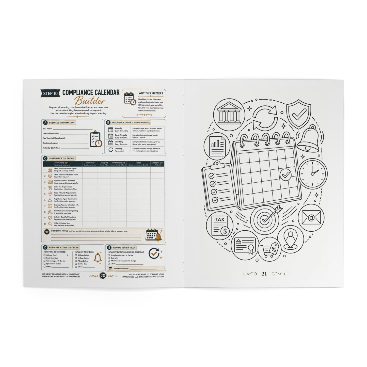 M.F. Adult Coloring Book + Workbook™: The Name-Based LLC Companion Edition | Business Branding Guide for Entrepreneurs