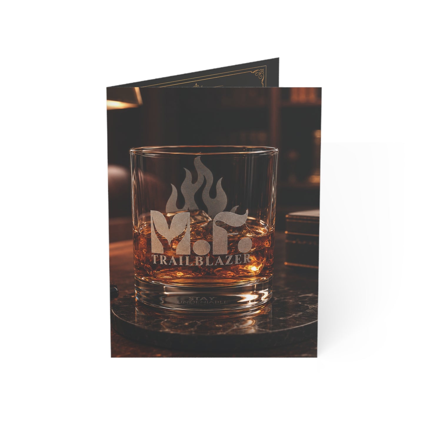 M.F. Trailblazer™ Whiskey Recipe + Recognition Card | Luxe Black & Gold Gift Insert