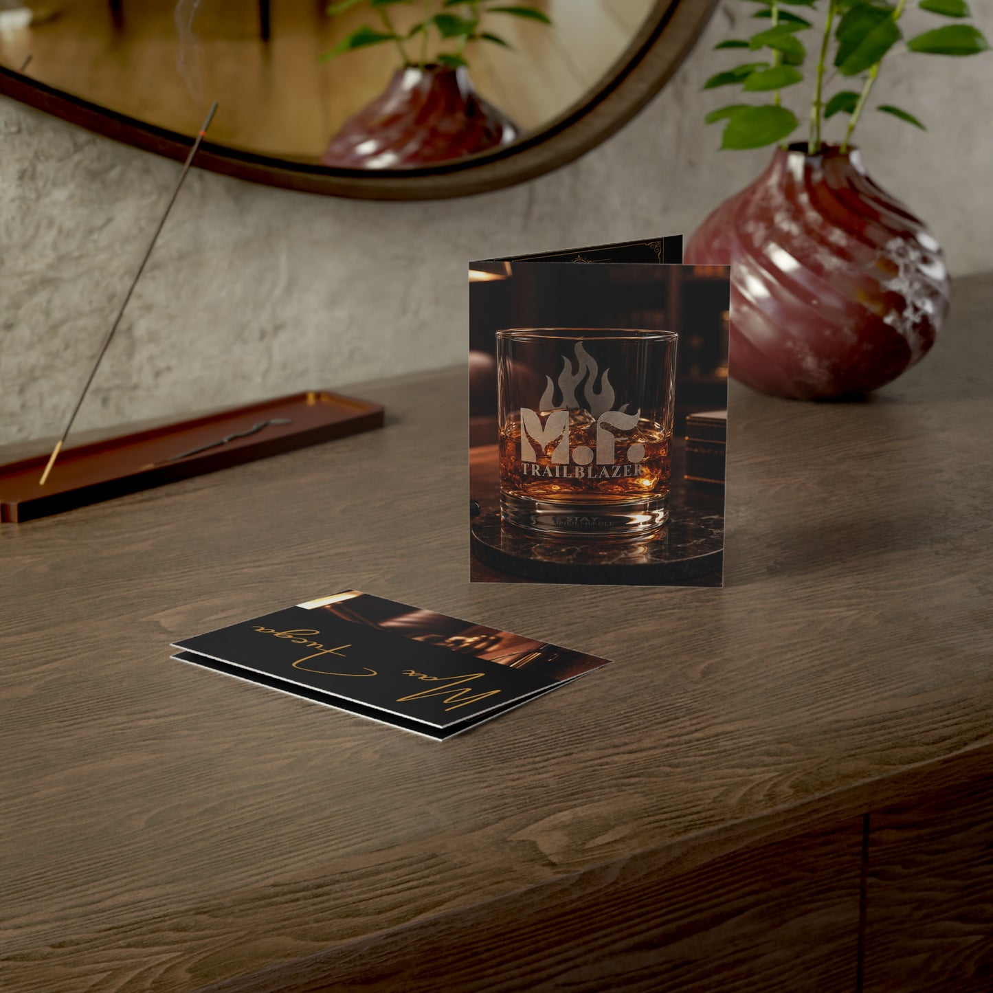 M.F. Trailblazer™ Whiskey Recipe + Recognition Card | Luxe Black & Gold Gift Insert