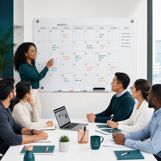 Glass Dry Erase Monthly Wall Calendar w/ Markers + Eraser